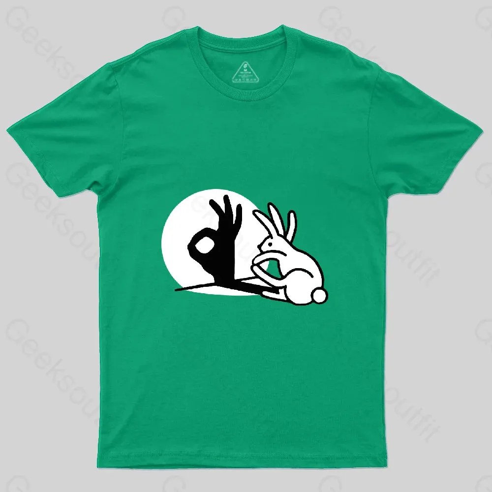 Funny Bunny OK Hand Shadow T-Shirt - Image 7