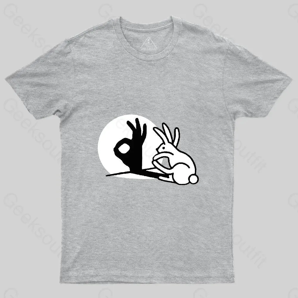 Funny Bunny OK Hand Shadow T-Shirt - Image 4