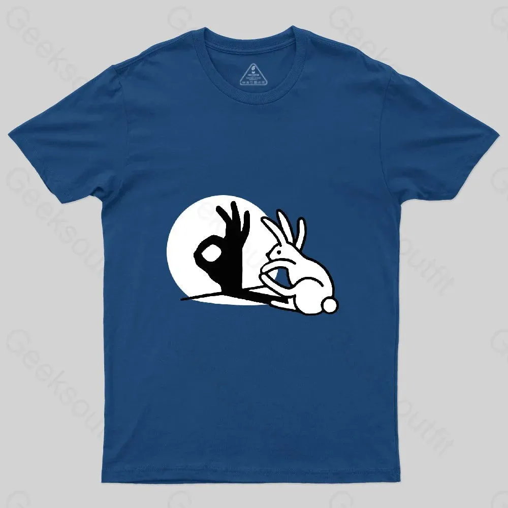 Funny Bunny OK Hand Shadow T-Shirt - Image 2
