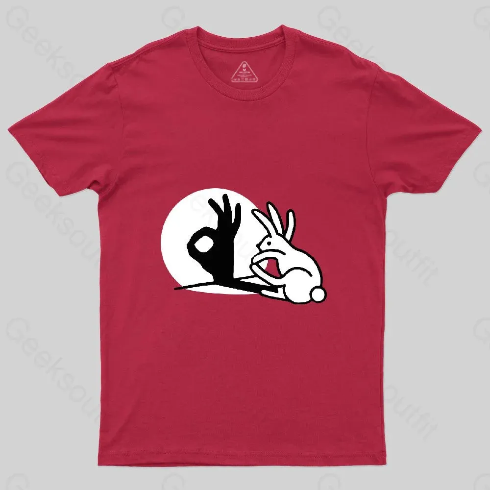 Funny Bunny OK Hand Shadow T-Shirt - Image 6