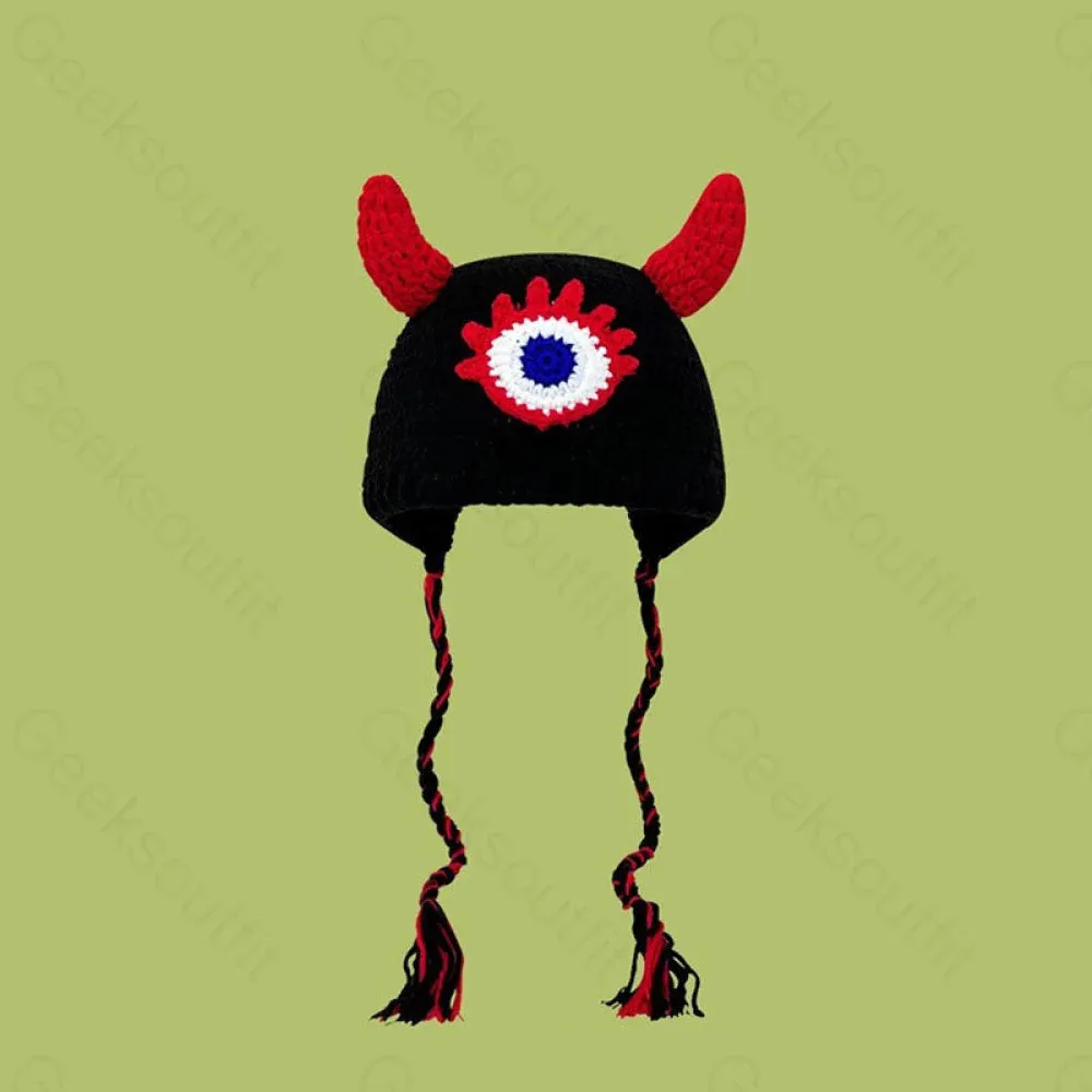 Funny Devil's Eye Red Bullhorn Hat