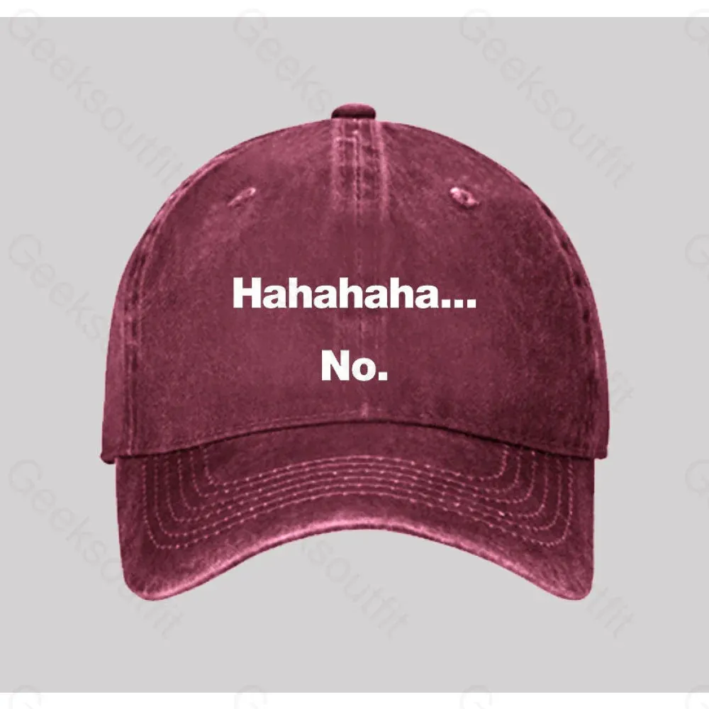 Hahahaha.... No Washed Vintage Baseball Cap - Image 3