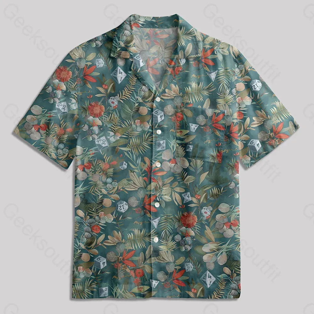 Hawaiian Style Dice Button Up Pocket Shirt