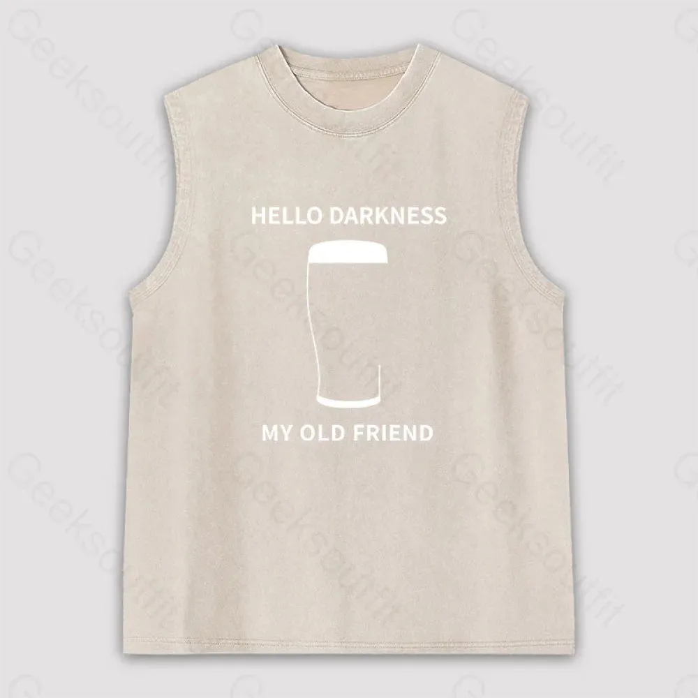 Hello Darkness My Old Friend Unisex Washed Tank - Image 5