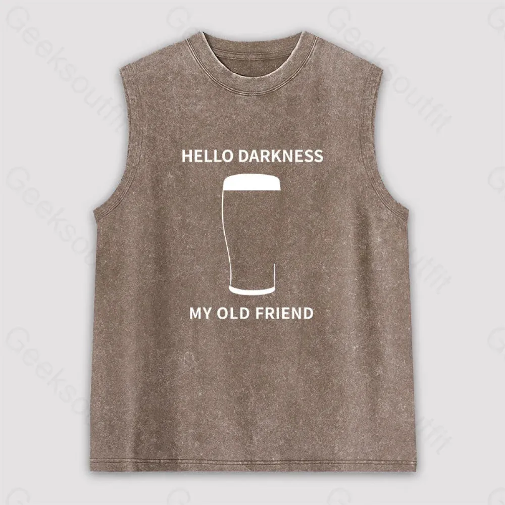 Hello Darkness My Old Friend Unisex Washed Tank - Image 3
