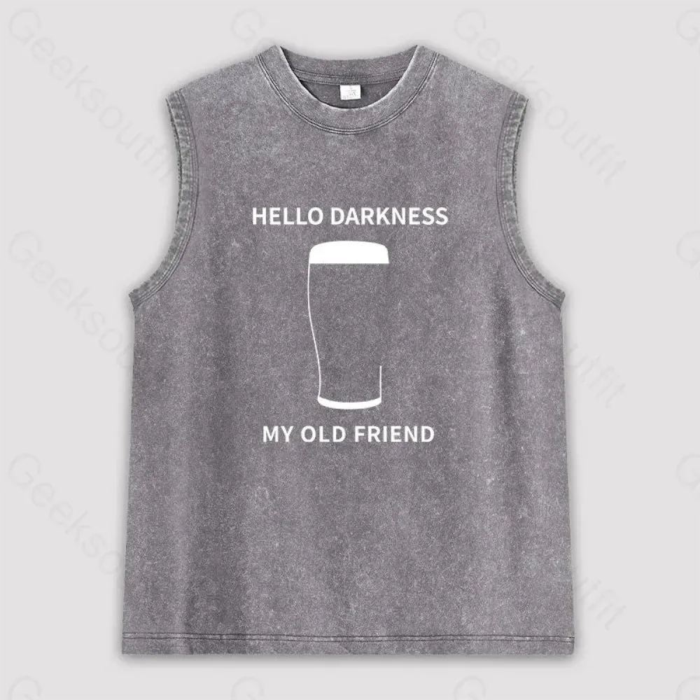 Hello Darkness My Old Friend Unisex Washed Tank - Image 2