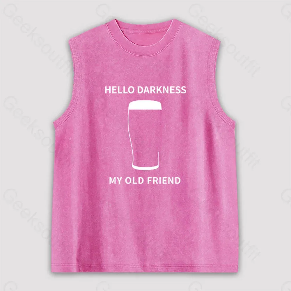 Hello Darkness My Old Friend Unisex Washed Tank - Image 4