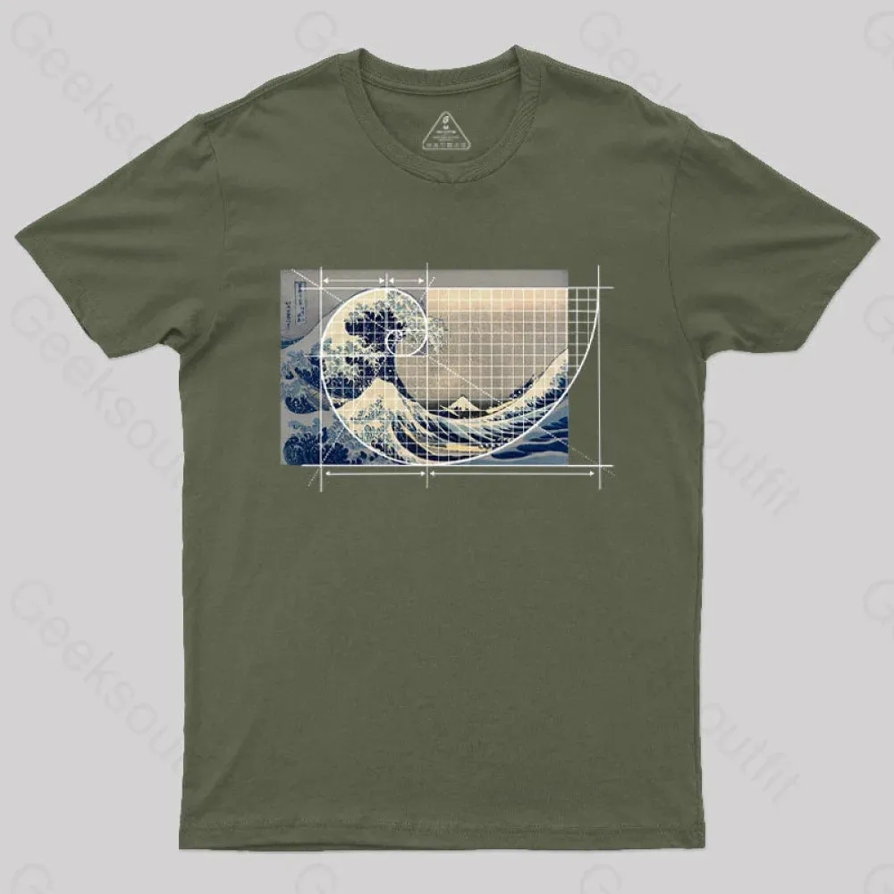 Hokusai Meets Fibonacci Geek T-Shirt - Image 2