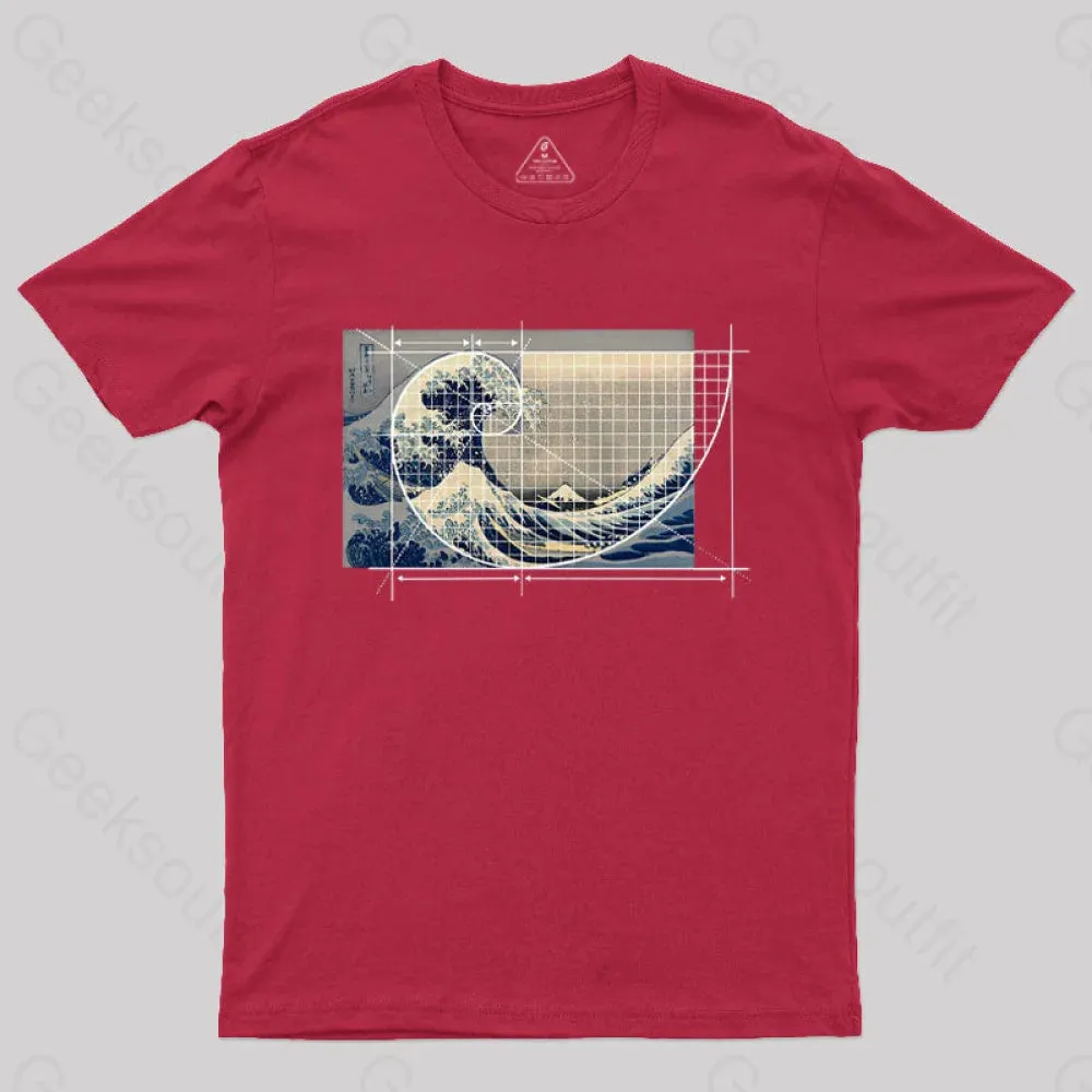 Hokusai Meets Fibonacci Geek T-Shirt - Image 4