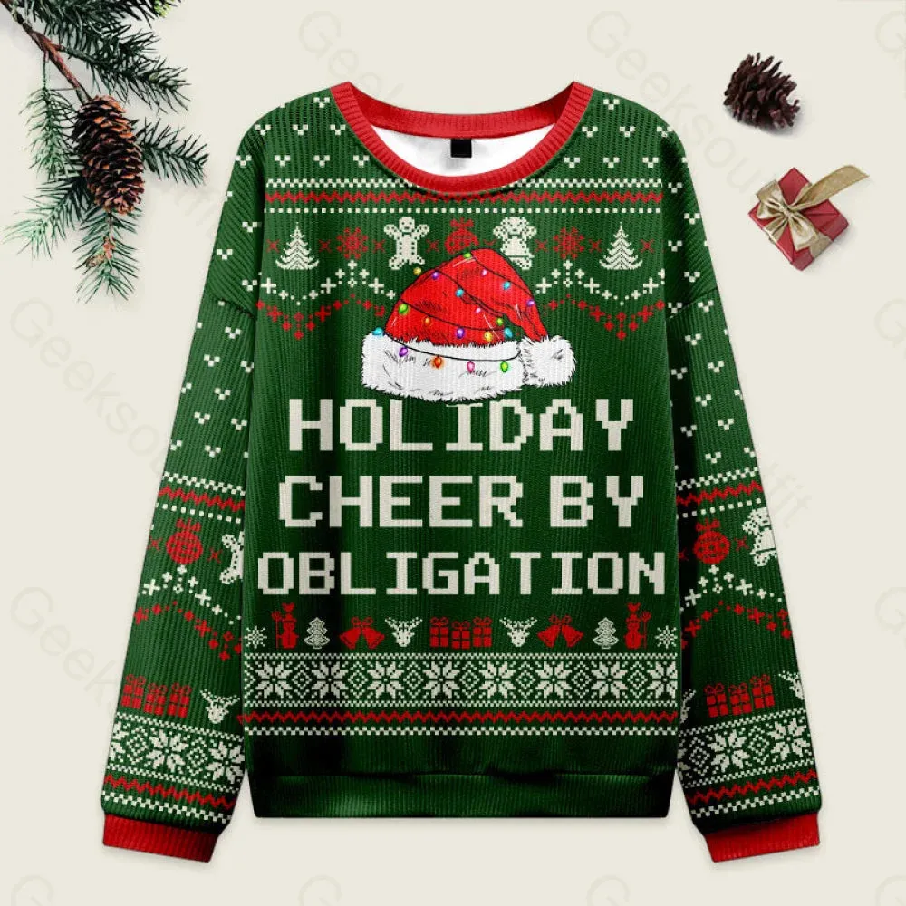 Holiday Cheer by Obligation Green Ugly Christmas Fuzzy Fleece Sweatshirt