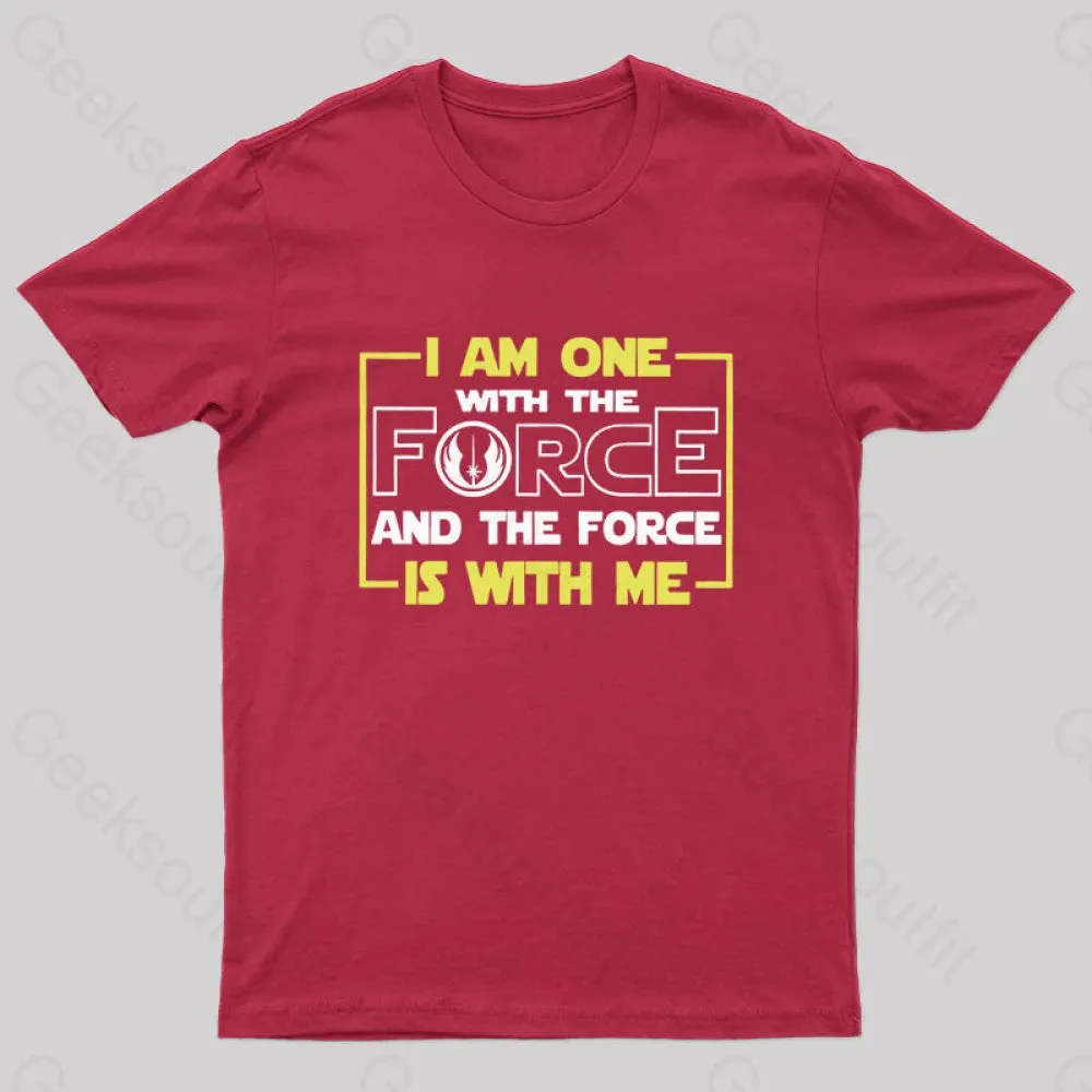 Alternative view of I Am One With The Force Nerd T-Shirt