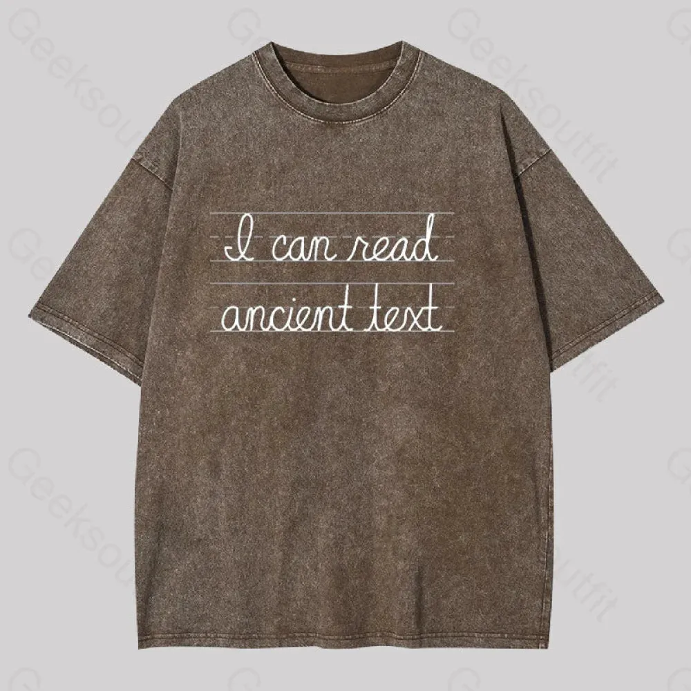 I Can Read Ancient Text Geek Washed T-shirt - Image 2