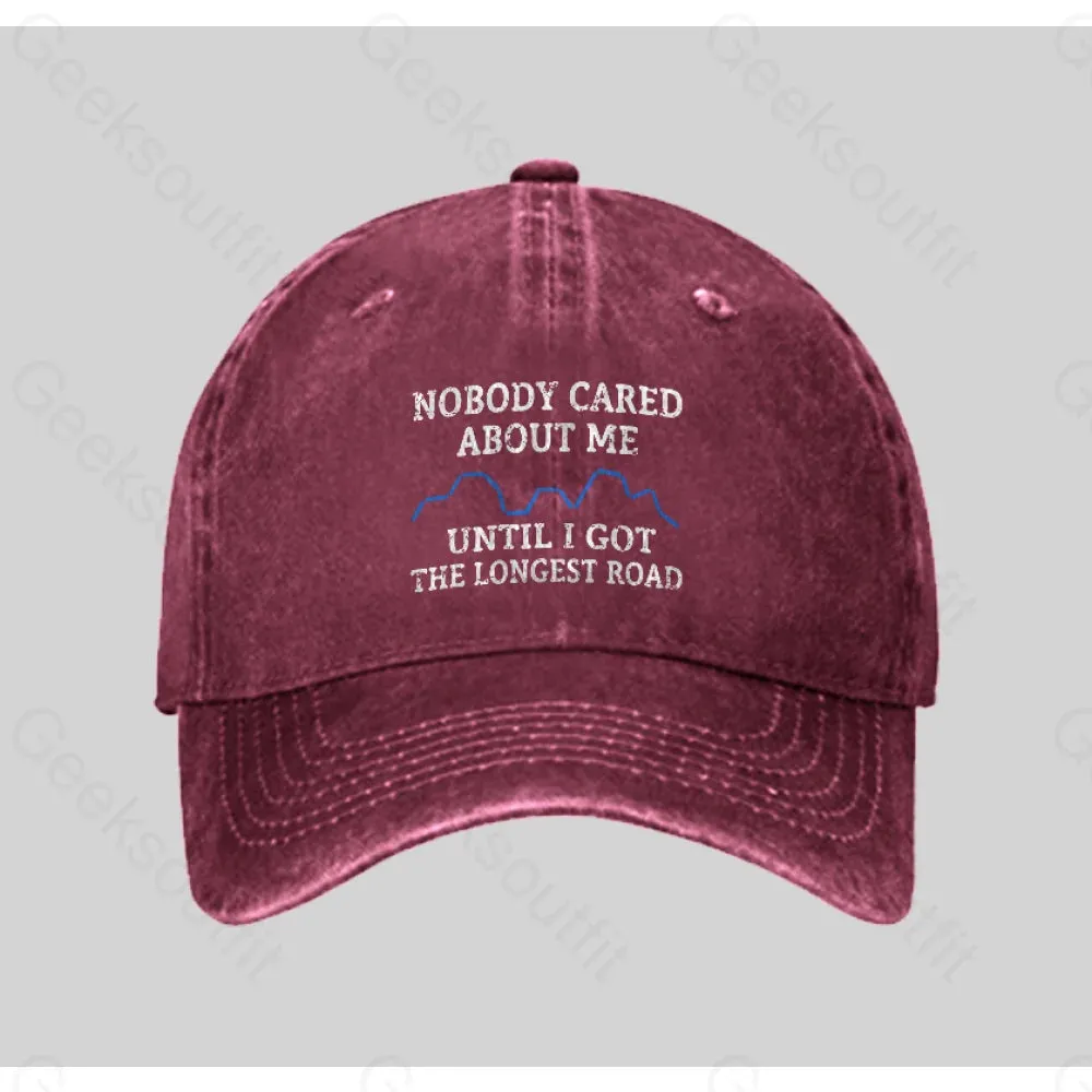 I Got The Longest Road Washed Vintage Baseball Cap - Image 3