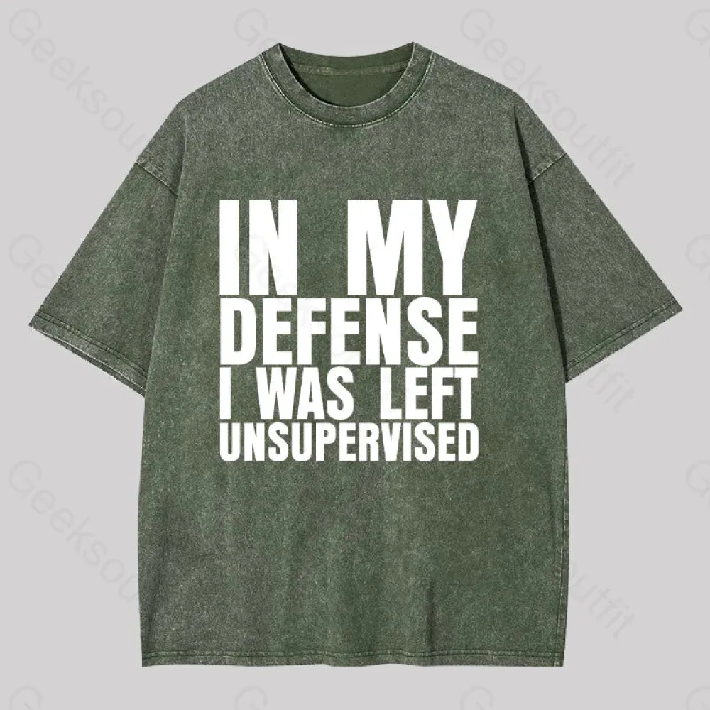 I Was Left Unsupervised Washed T-shirt - Image 4