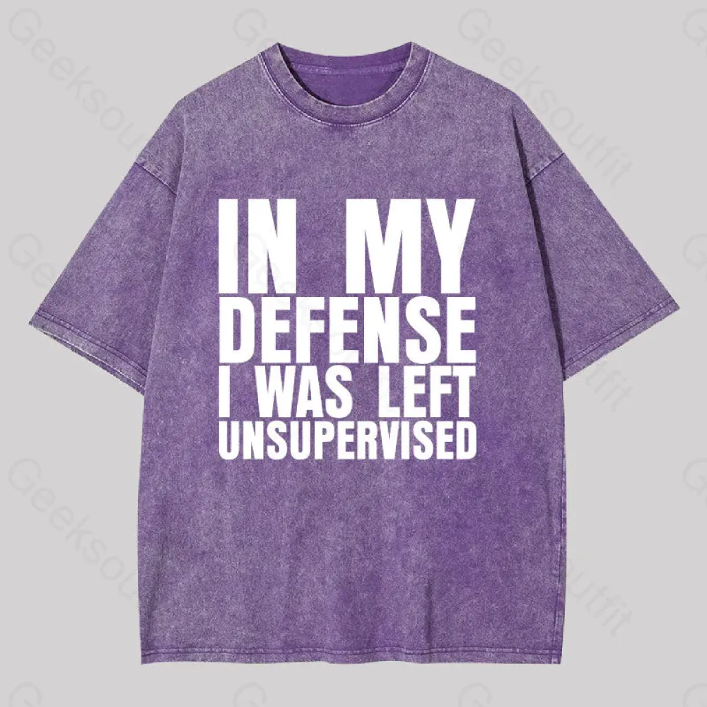 I Was Left Unsupervised Washed T-shirt - Image 5