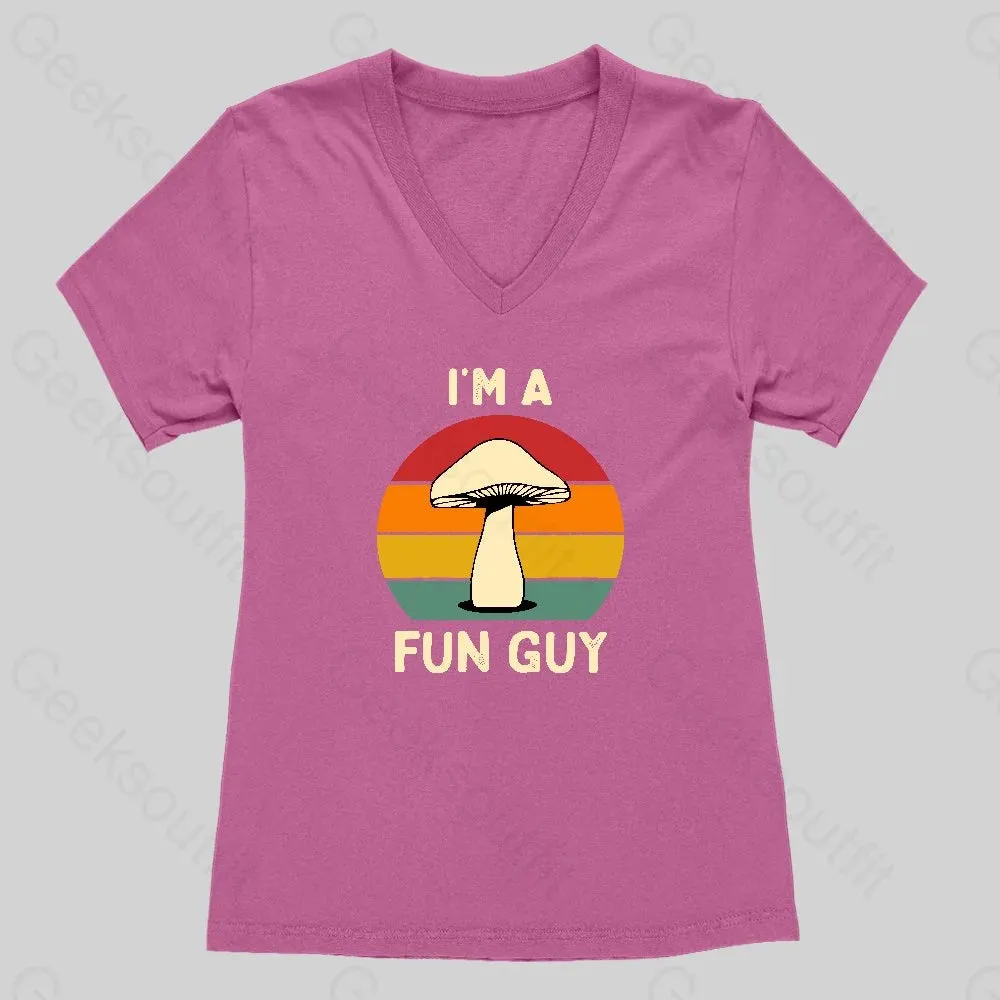 I'm a Fun Guy Funny Fungi Mushroom Women's V-Neck T-shirt - Image 3