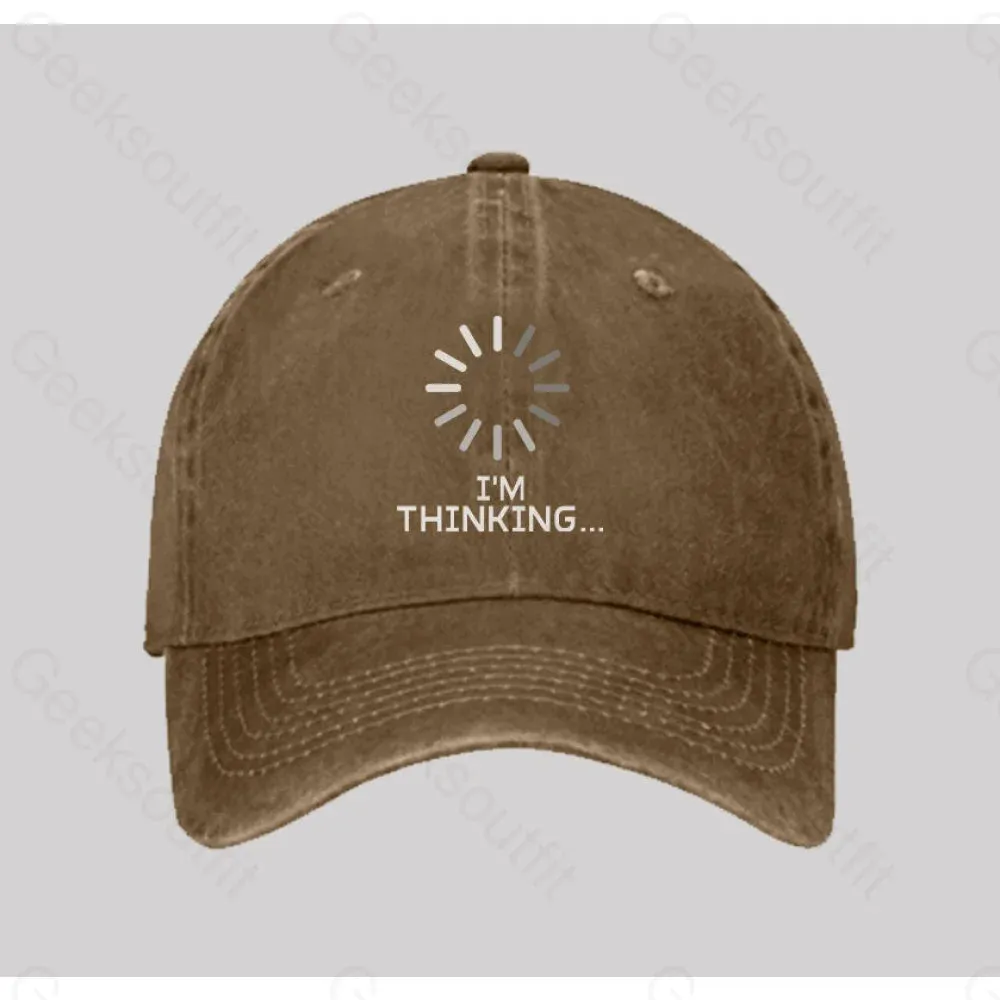 I'm Thinking Loading Washed Vintage Baseball Cap - Image 5