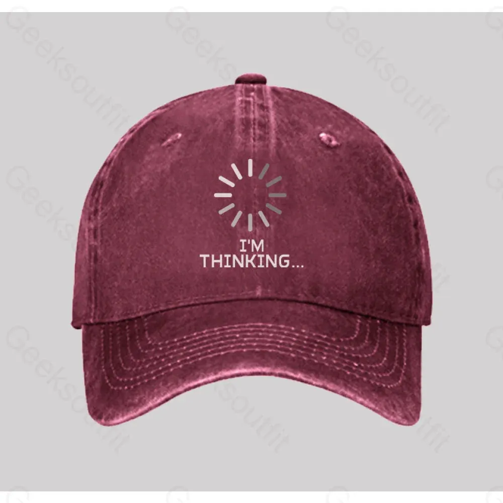 I'm Thinking Loading Washed Vintage Baseball Cap - Image 4
