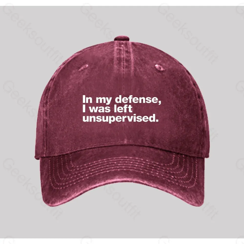 In my defense I was left unsupervised Washed Vintage Baseball Cap - Image 4