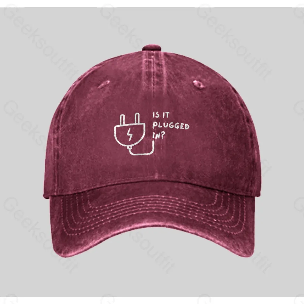Is It Plugged In Washed Vintage Baseball Cap - Image 4