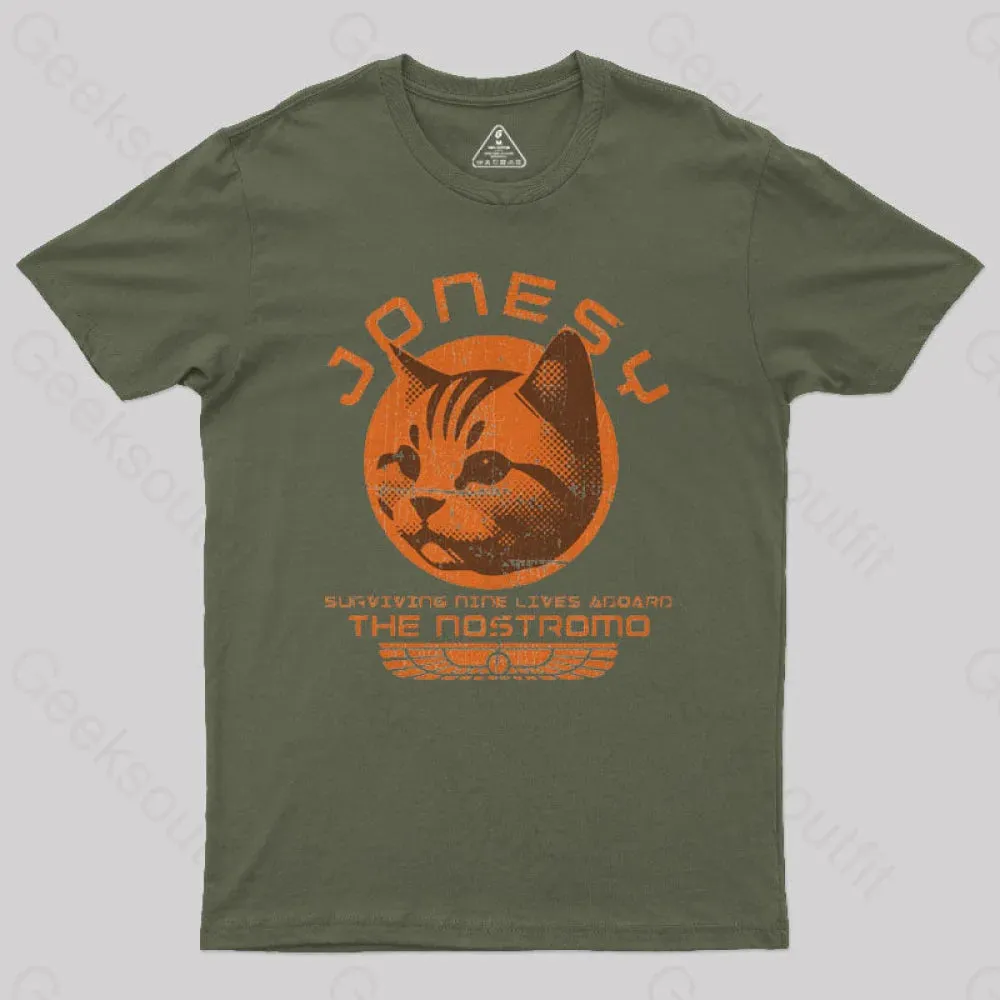Jonesy Surviving Nine Lives Aboard The Nostromo Geek T-Shirt - Image 3