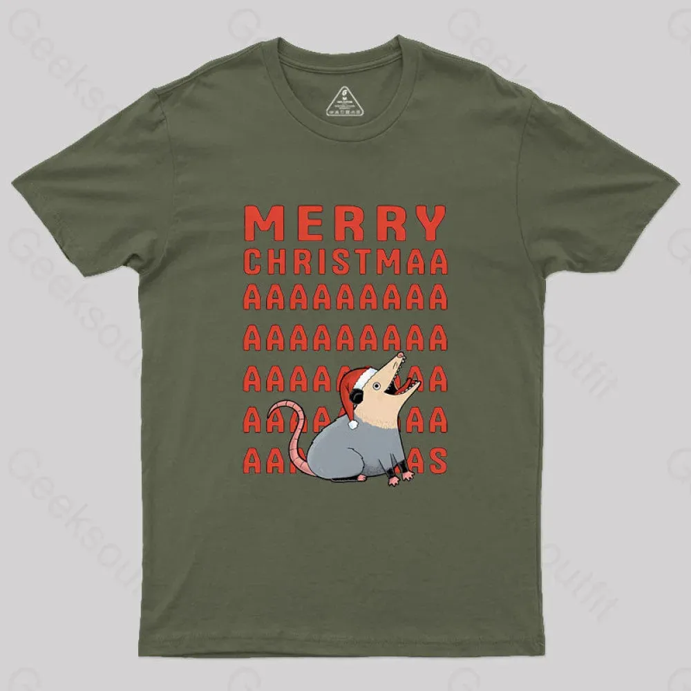 Opossum Christmas Geek T-Shirt - Image 4