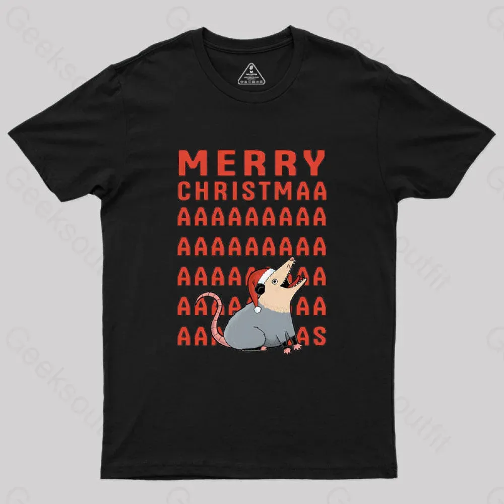 Opossum Christmas Geek T-Shirt - Image 2