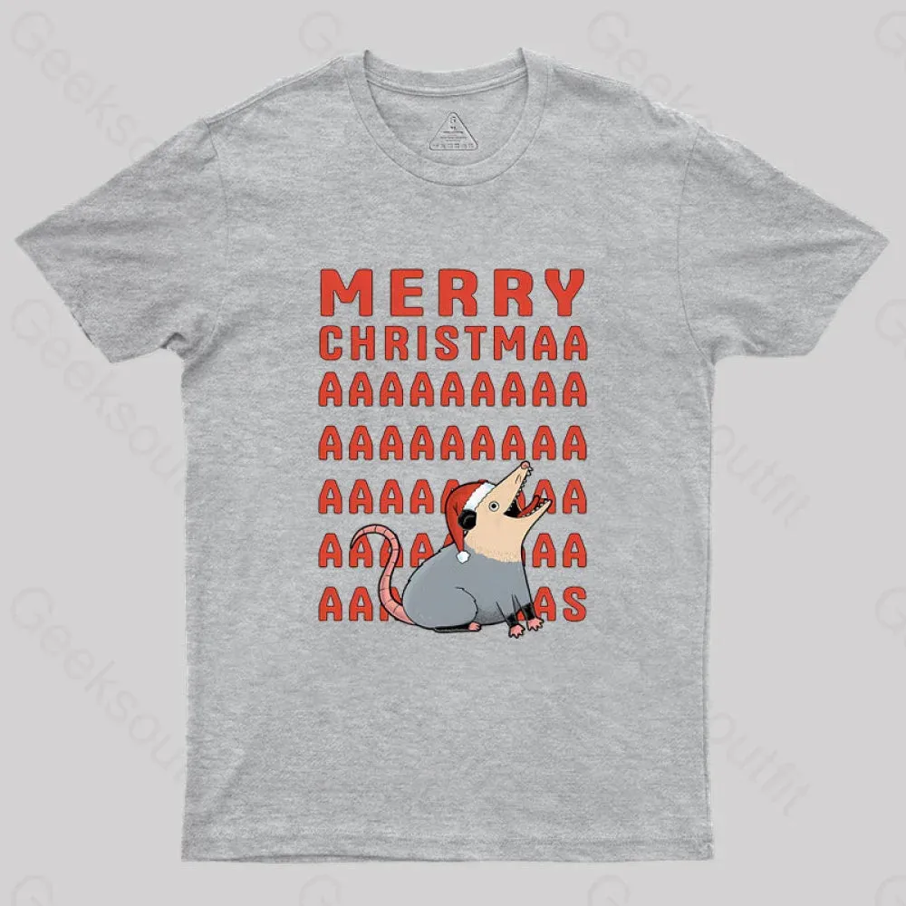 Opossum Christmas Geek T-Shirt - Image 5