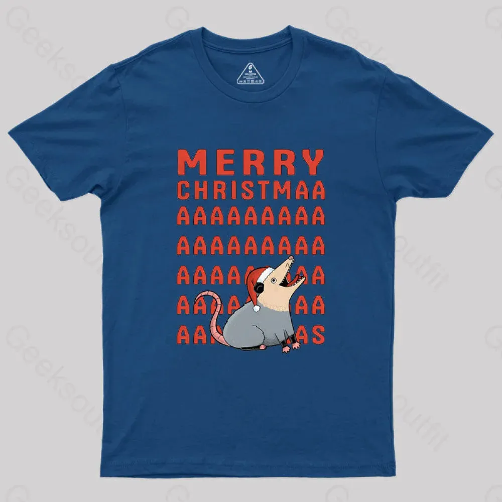 Opossum Christmas Geek T-Shirt - Image 3