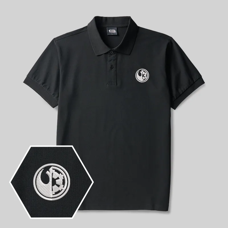Galactic Badge Geek Embroidered Polo Shirts