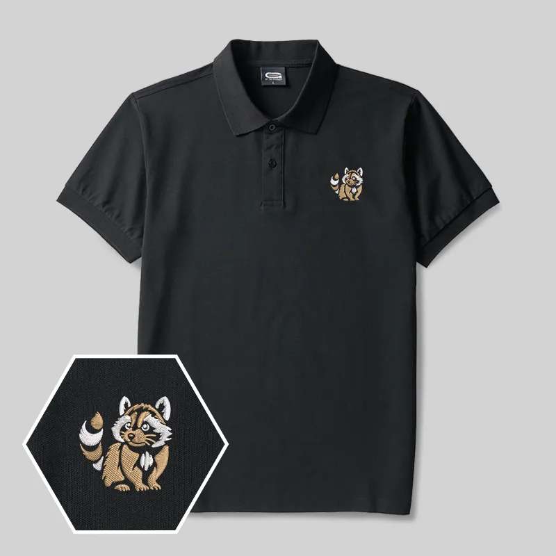 Little Raccoon Geek Embroidered Polo Shirts