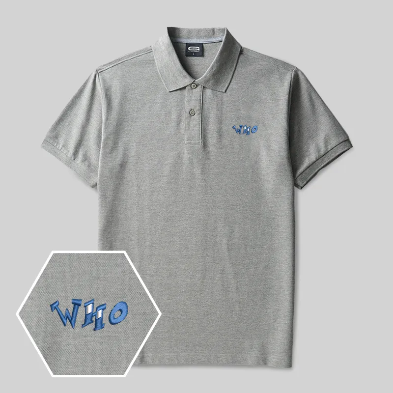Who Geek Embroidered Polo Shirts - Image 3