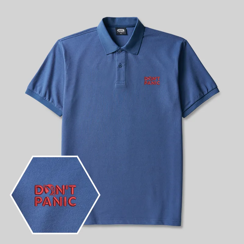 Alternative view of Don't Panic Geek Embroidered Polo Shirts