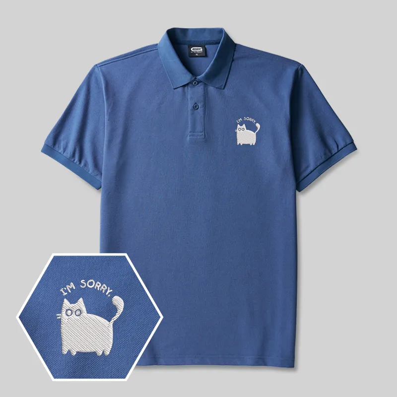 Alternative view of I'm Sorry Cat Geek Embroidered Polo Shirt
