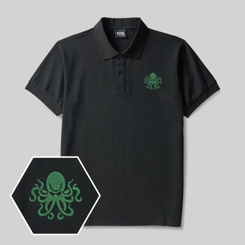 Abyssal Tentacle Geek Embroidered Polo Shirt