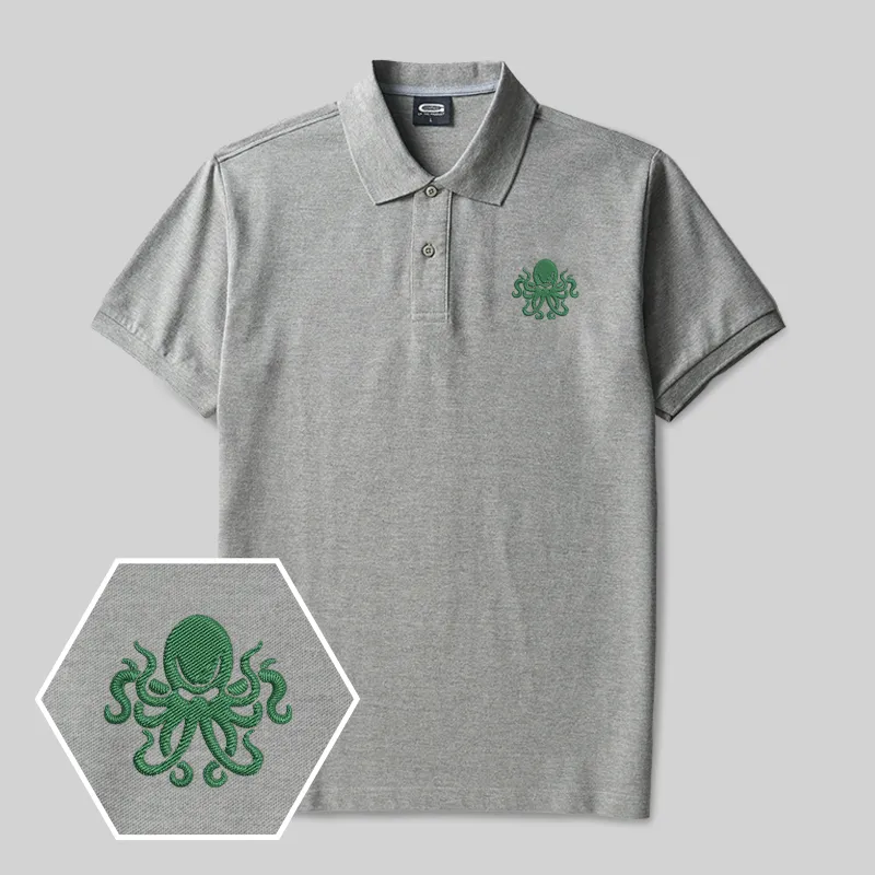 Alternative view of Abyssal Tentacle Geek Embroidered Polo Shirt