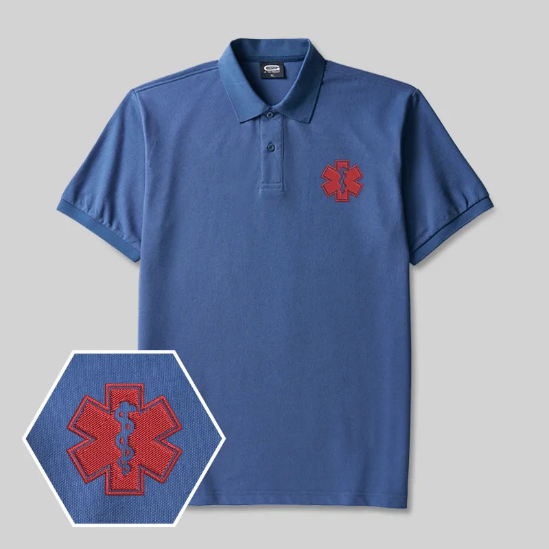 Alternative view of Emotional Support Human Geek Embroidered Polo Shirt