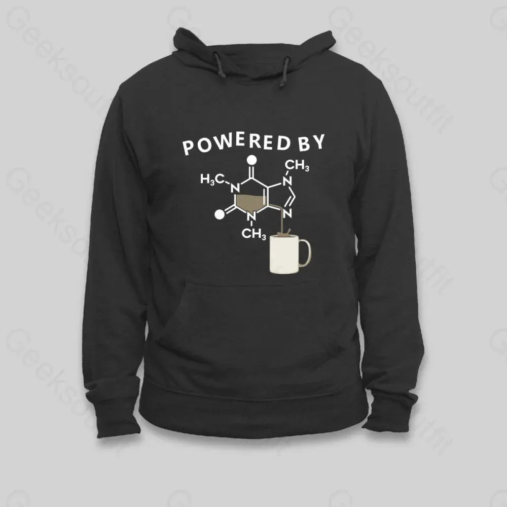 Alternative view of Powered By Caffeine Unisex Geek Hoodie