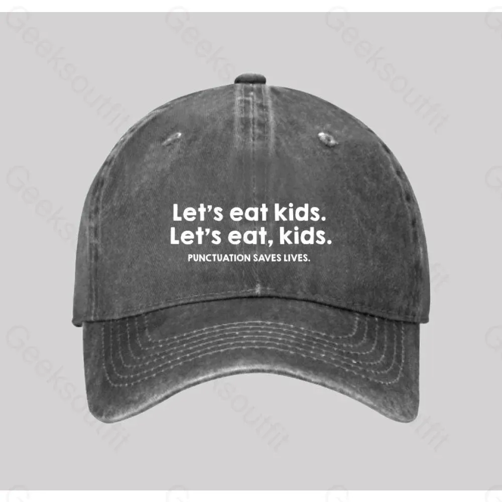 Punctuation Saves Lives Washed Vintage Baseball Cap - Image 4