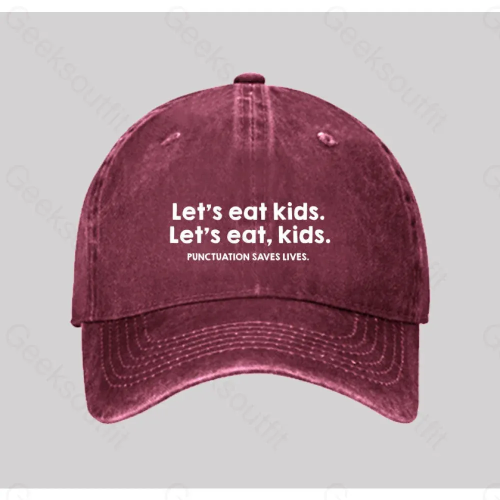 Punctuation Saves Lives Washed Vintage Baseball Cap