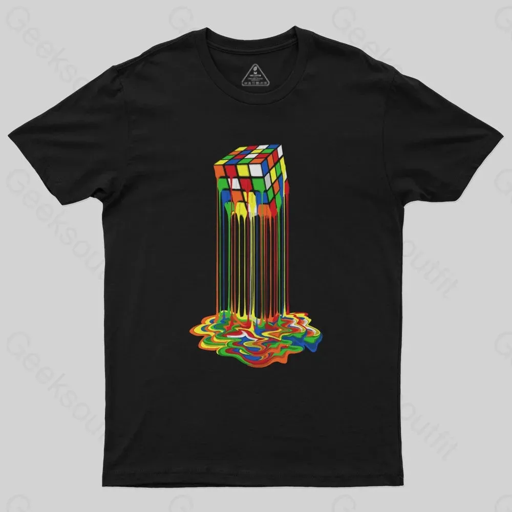 Rainbow Abstraction melted  cube Geek T-Shirt