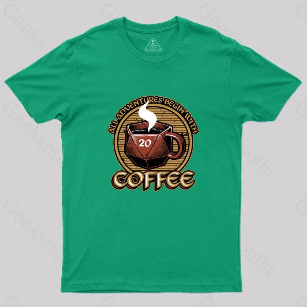 RPG - All Adventures Begin With Coffee T-Shirt - Image 8