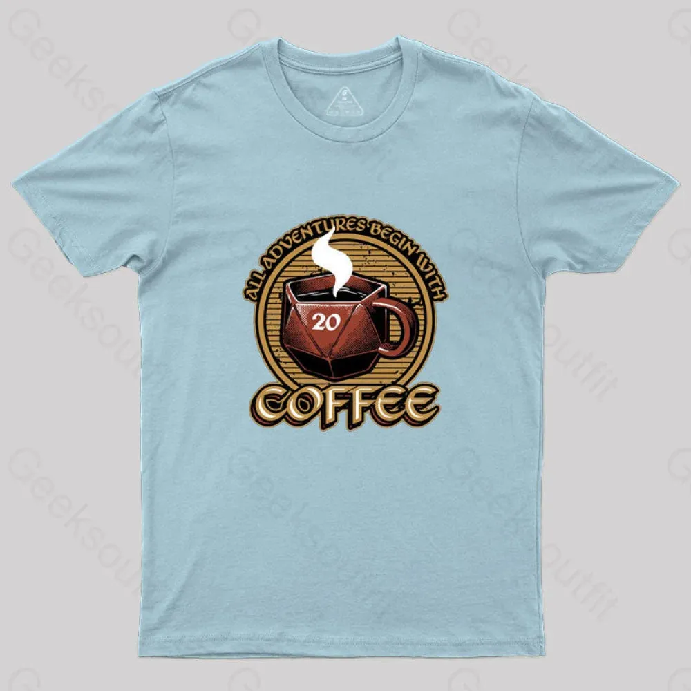 RPG - All Adventures Begin With Coffee T-Shirt - Image 6