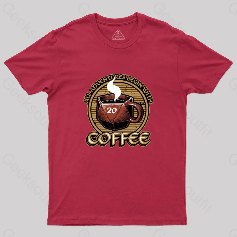 RPG - All Adventures Begin With Coffee T-Shirt - Image 7