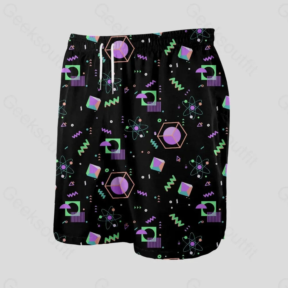 Science Atom Math Black Geeky Drawstring Shorts - Image 3