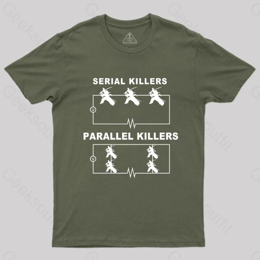 Serial Killers VS Parallel Killers Circuit Diagram Geek Science T-Shirt - Image 3