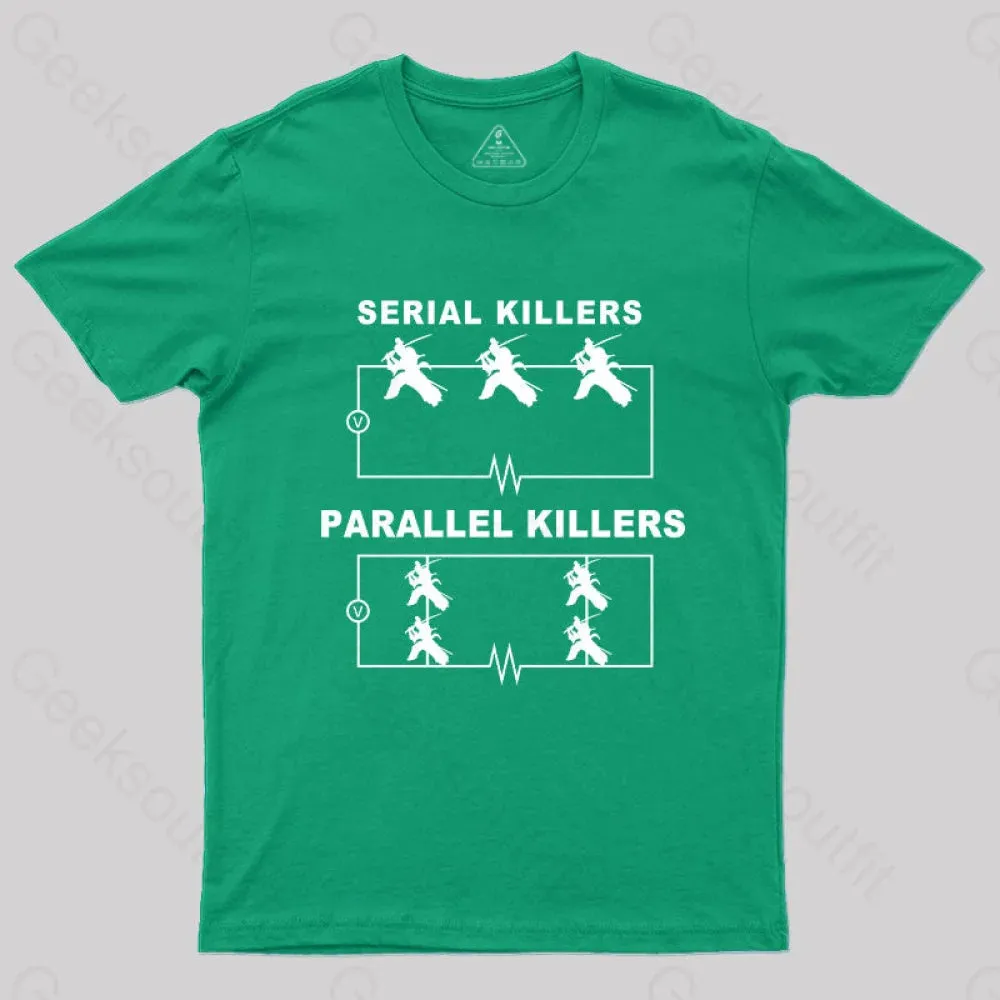 Serial Killers VS Parallel Killers Circuit Diagram Geek Science T-Shirt - Image 4