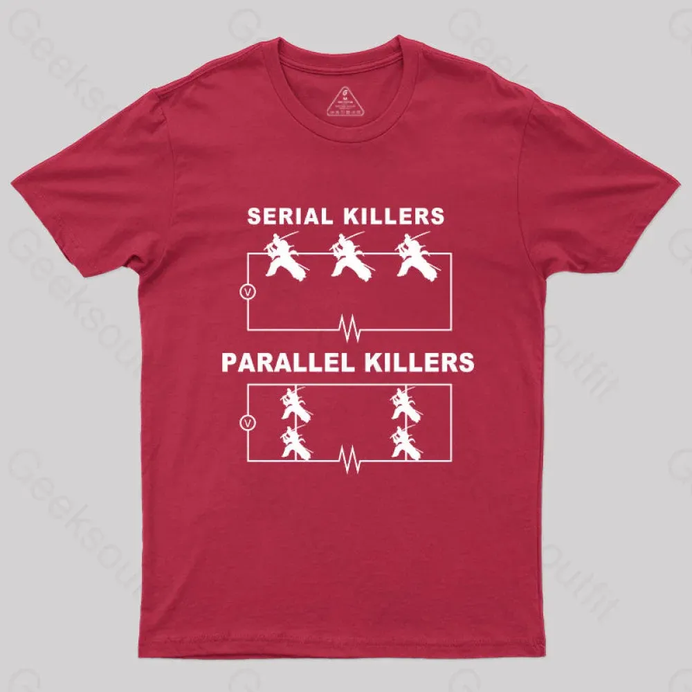 Serial Killers VS Parallel Killers Circuit Diagram Geek Science T-Shirt - Image 5