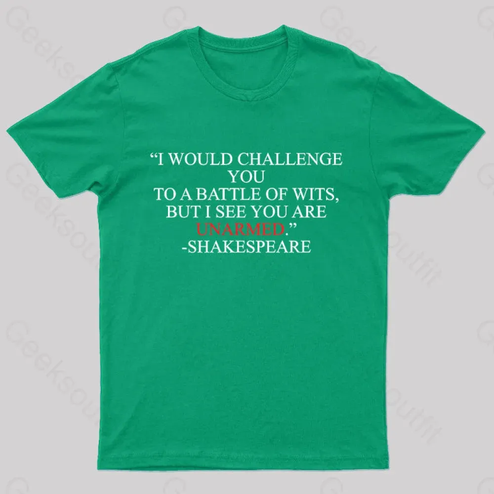 Alternative view of Shakespeare Battle of Wits Geek T-Shirt