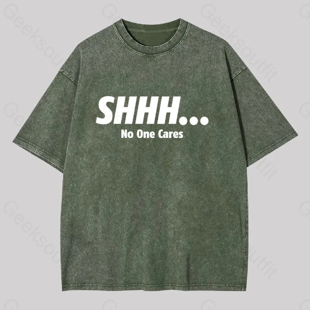 Shhh No One Cares Washed T-shirt - Image 4